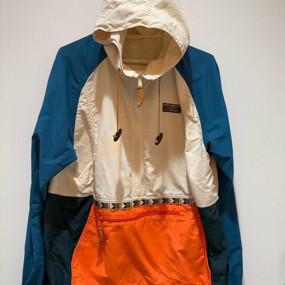 LL BEAN Colorblock Hooded Jacket Windbreaker rain jacket